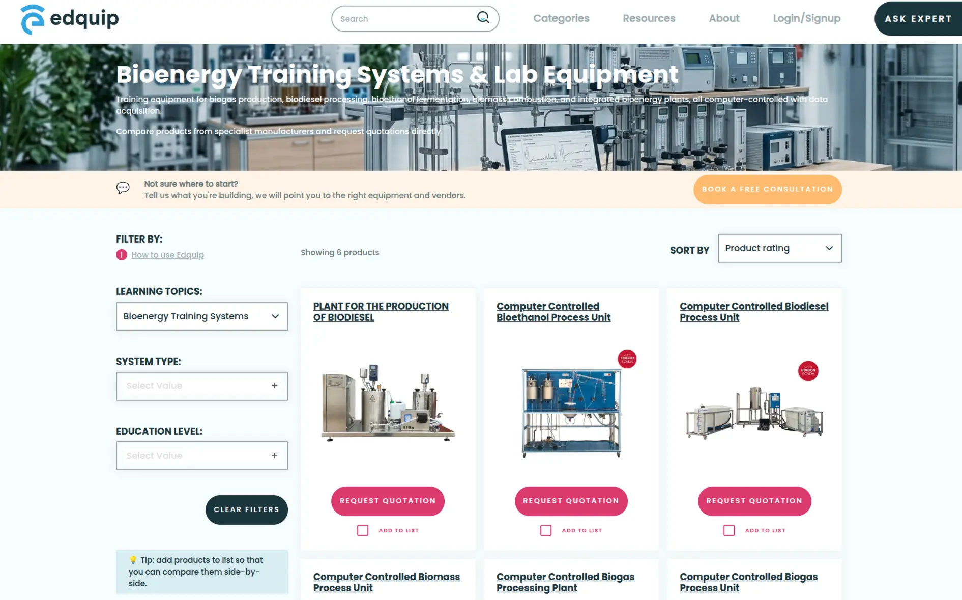 Platform for sourcing training and procurement equipment